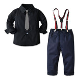Kid Baby Boy Suit Black Casual Tie Formal Long Sleeve 3 Pcs Sets