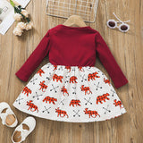 Kid Baby Girl Infant Long Sleeve Pit Splicing Spring Flower Dresses