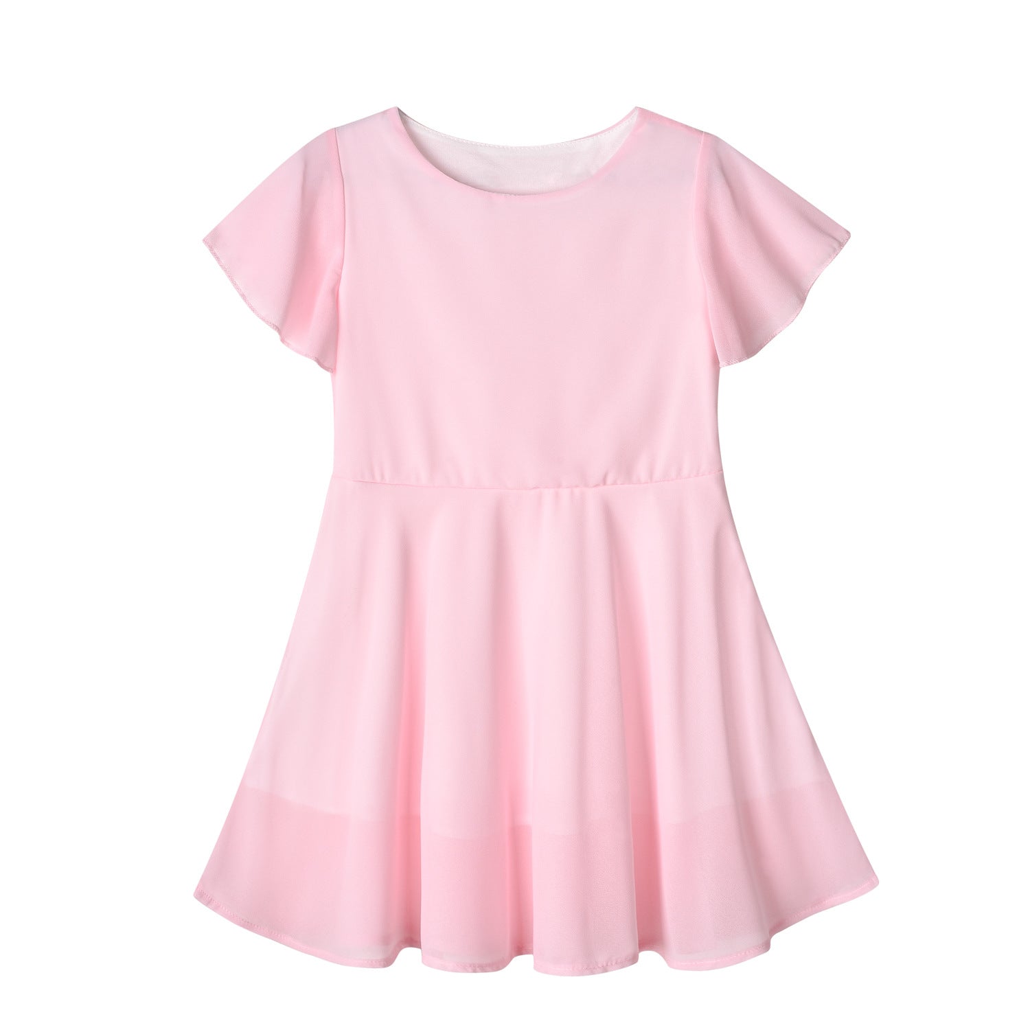 Family Matching Splicing Solid Color Pleated Dresses