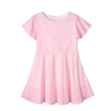 Family Matching Splicing Solid Color Pleated Dresses