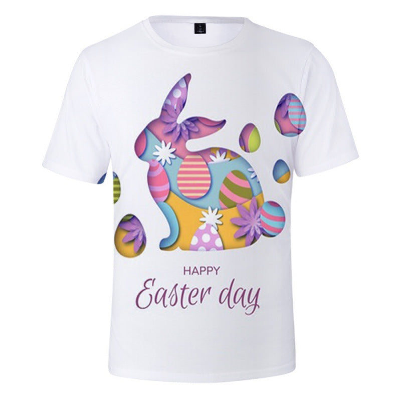 Kid Boys Girls Easter Digital Printed Short Sleeves T-shirts