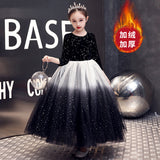 Kid Girl Catwalk Fashion Velvet Poncho Princess Dress
