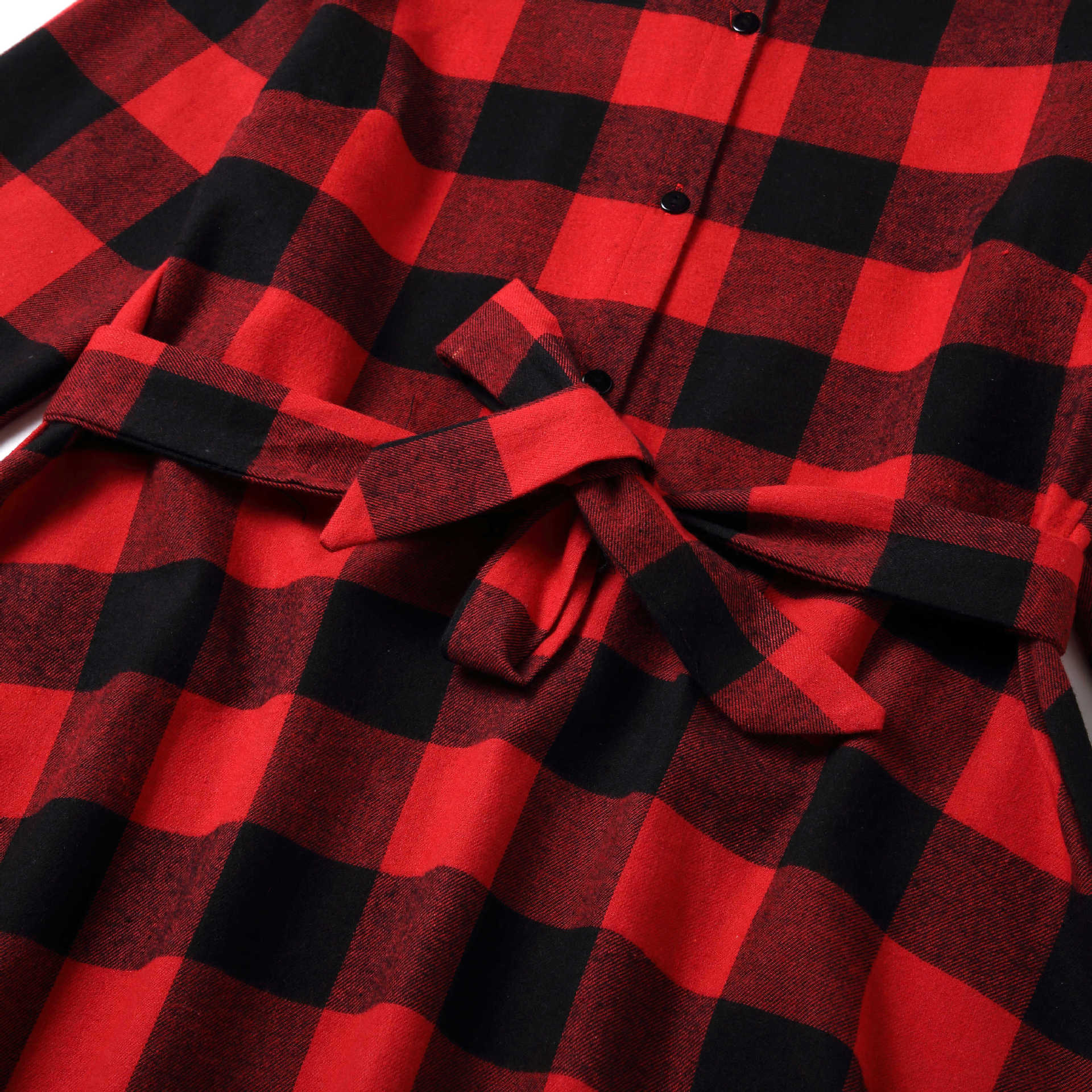 Family Matching Mother Daughter Plaid Christmas Autumn Dress