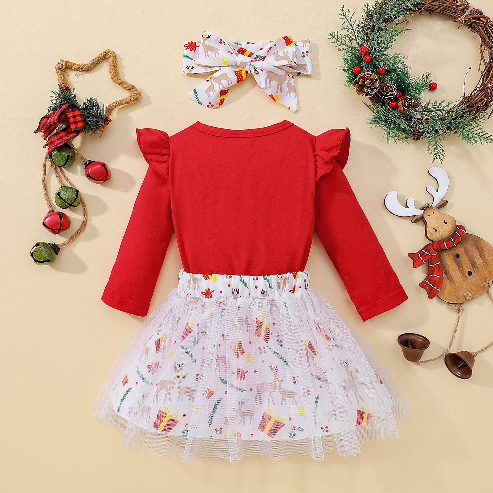 Baby Girls Long Sleeve Christmas Harley Gauze 2 Pcs Set