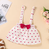 Baby Kid Girls Valentine's Day  Red One-line Shoulder Polka Dot 2 Pcs Sets