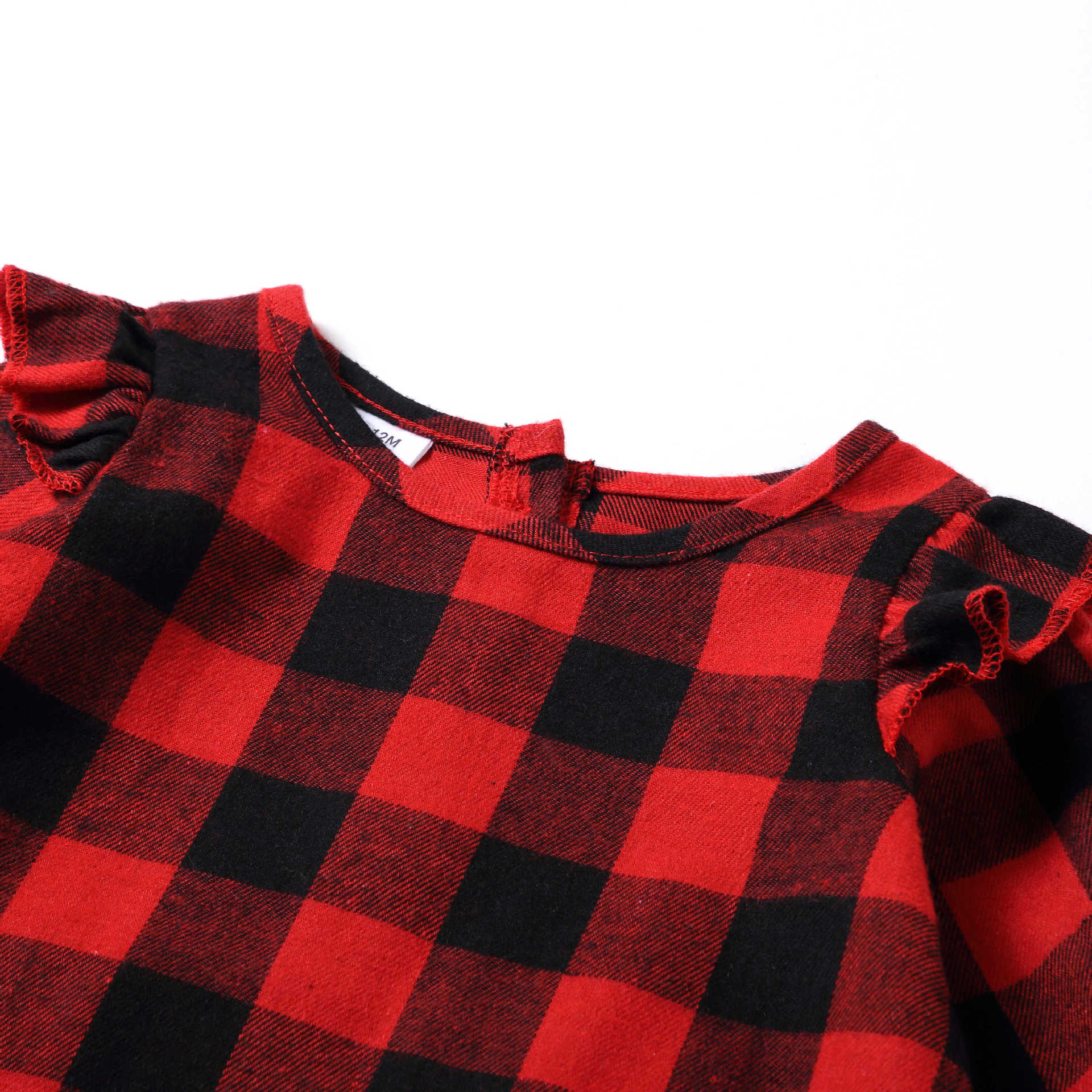 Family Matching Parent-child Spliced Plaid Christmas Dresses