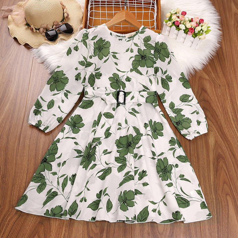 Kid Girls Fall Retro Long Sleeve Winter Flower Dresses
