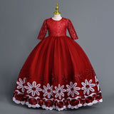 Kid Girl Princess Piano Performance Flower Wedding Dress