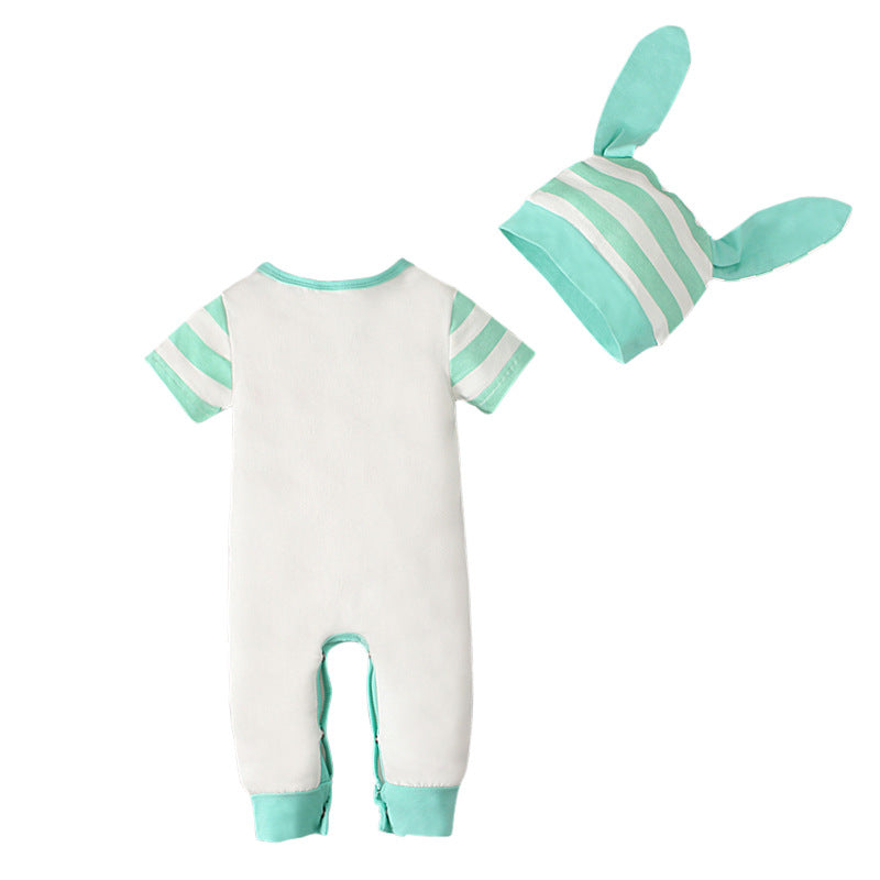 Summer Easter Boy Short Sleeve Rabbit Stripe Sets 2 Pcs