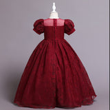 Kid Girl Princess Gauze Evening Lace Flower Pompous Dresses