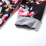 Family Matching Mother-daughter Floral-printed Black Dress