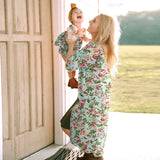 Family Matching Mother Daughter Floral Holiday Beach Leisure Dress Cape