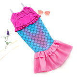 Kid Girls Swimsuit Suspender Mermaid One-piece Swimwear