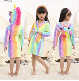 Kid Girl Flannel Pegasus Bathrobe Animal Gown Rainbow Cartoon Pajamas