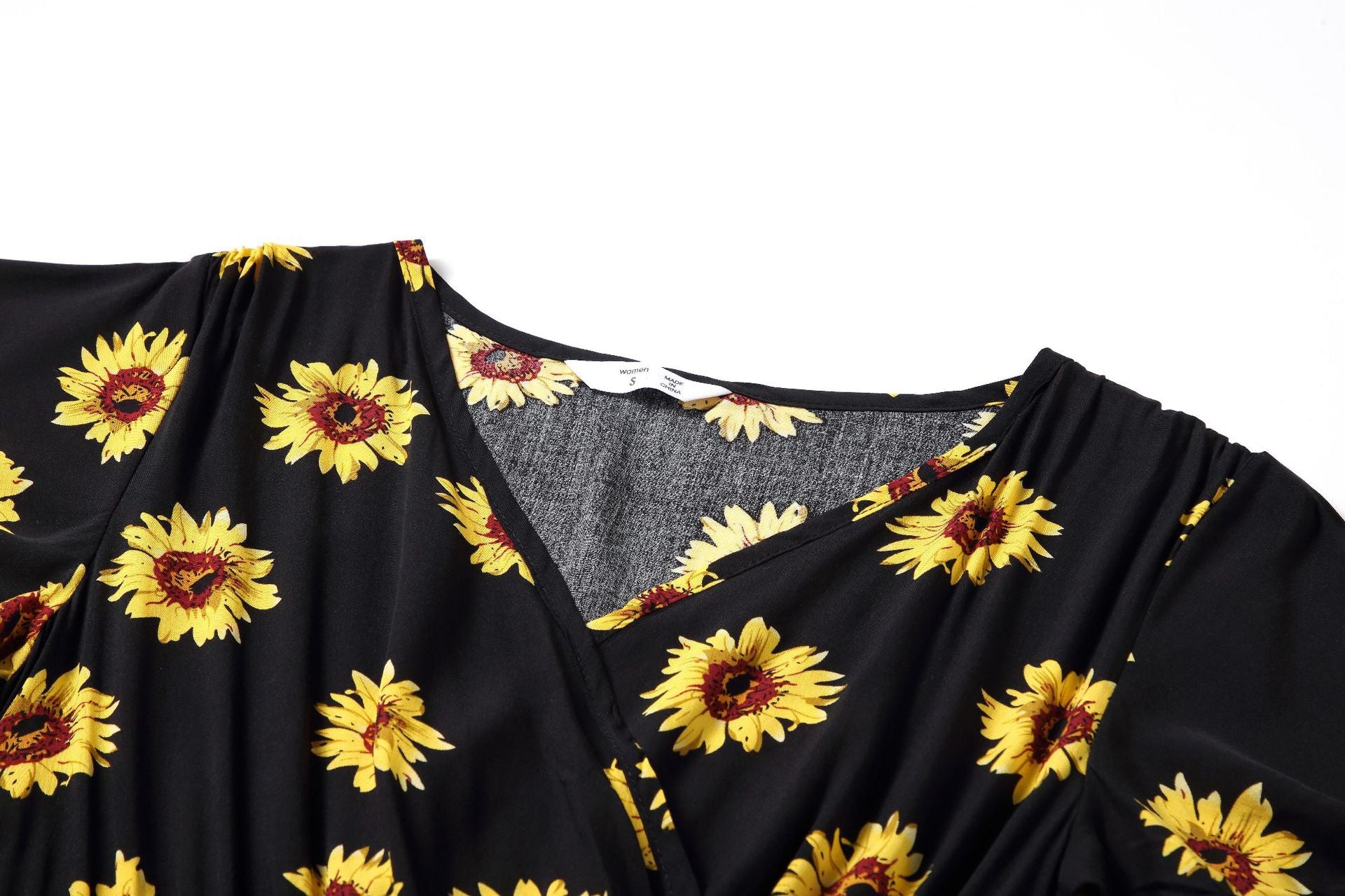 Family Matching Flower Printed V-neck Parent-child Dresses