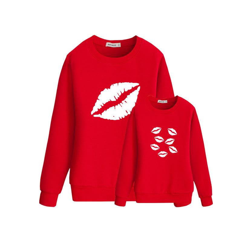Family Matching Mother Daughter Valentine T-shirt  Alphabet Print Tops
