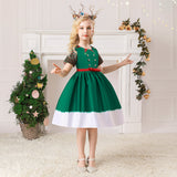 Kid Baby Girl Santa Claus Snow Forge Printed Cotton Christmas Dresses