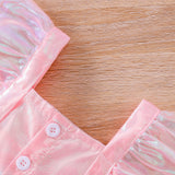 Kid Baby Girl Pink Sundress Straps Fluffy 2 Pcs Sets
