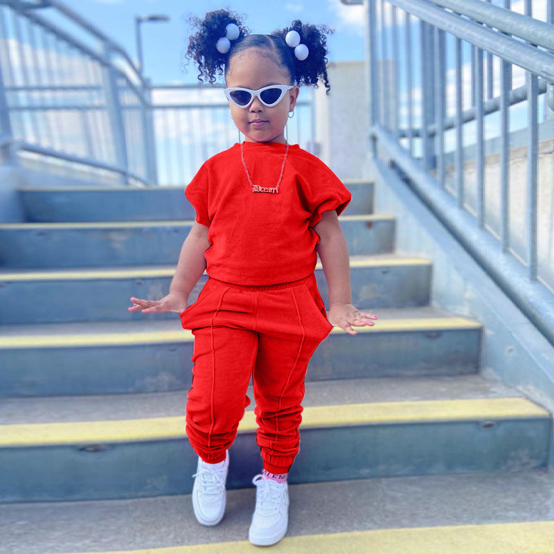Kid Baby Girl Spring Summer Short Sleeve 2 Pcs Set