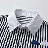 Kid Baby Boy Suit Long Sleeve Striped Suspenders Birthday Suits 2 Pcs Sets