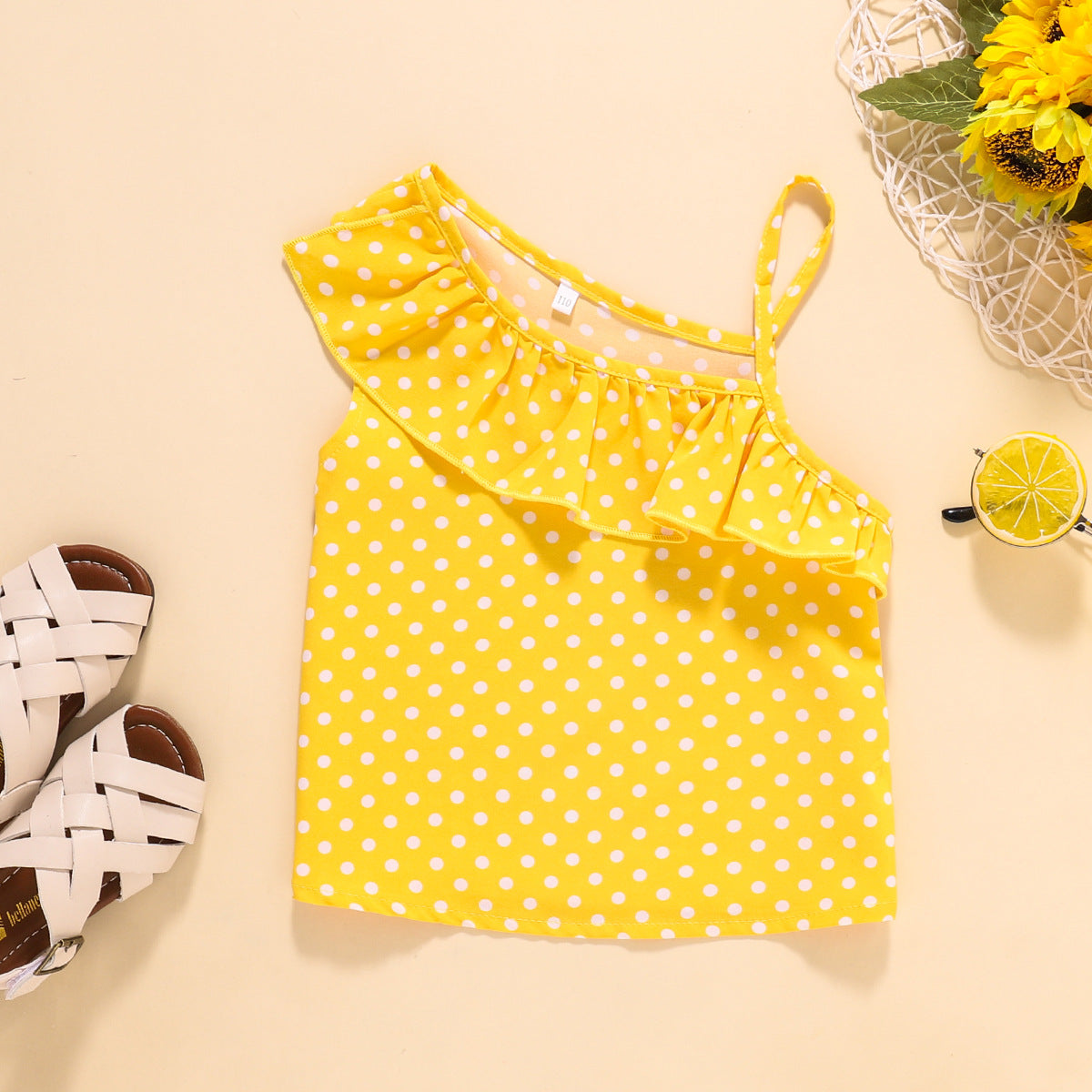 Kid Girls Wave Dot Suspenders Stripe Summer 2 Pcs Set