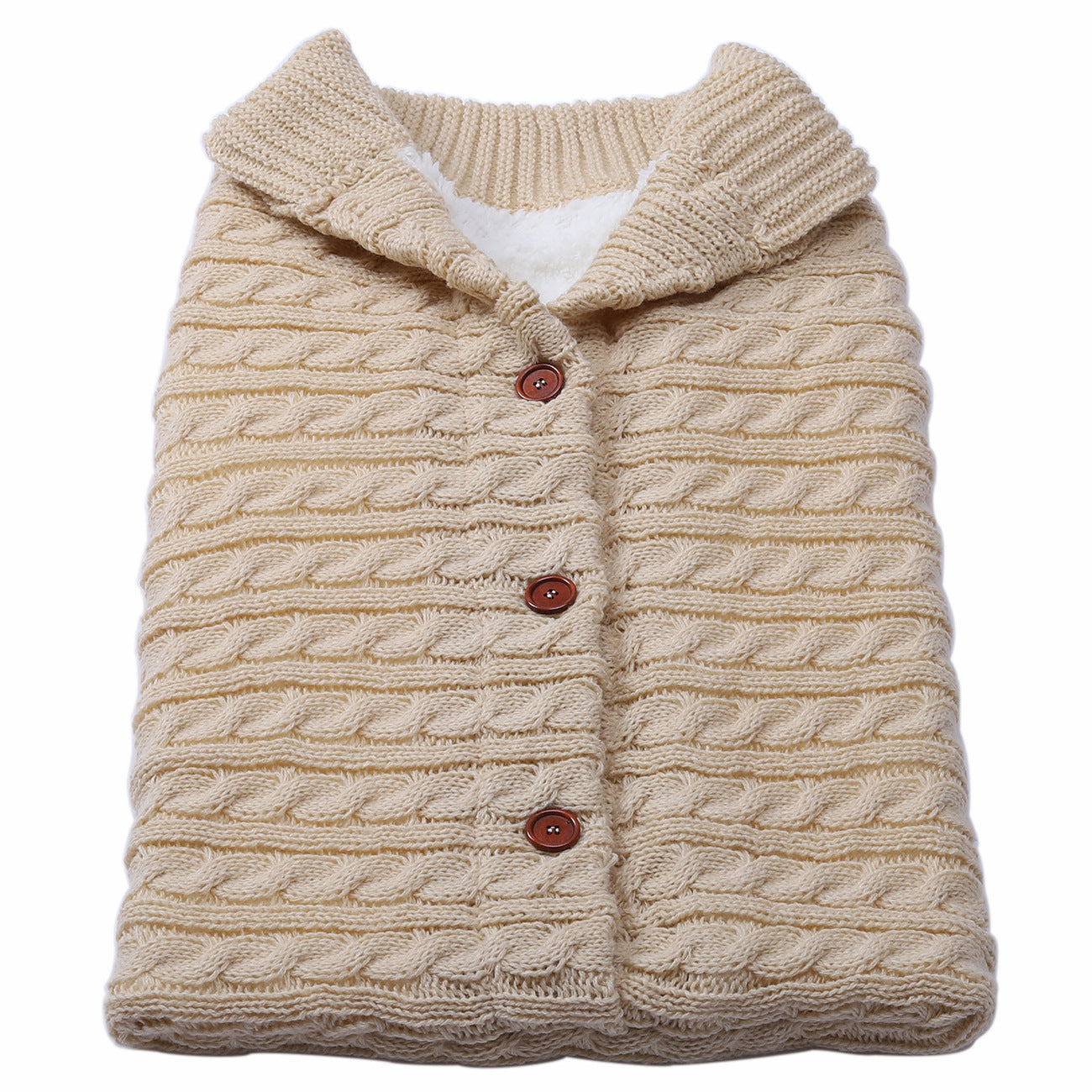 Baby Stroller Sleeping Outdoor Button Knitted Wool Fleece Thickened Pajamas