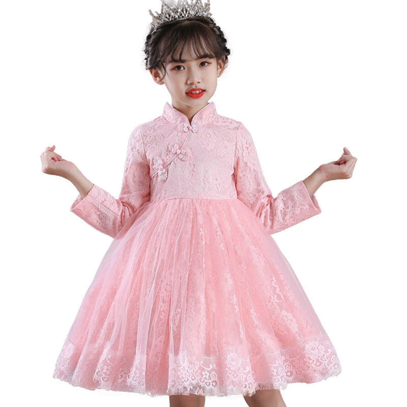 Kid Girl Long Sleeve Princess Evening Pompous Gauze Dresses