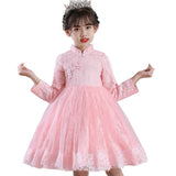 Kid Girl Long Sleeve Princess Evening Pompous Gauze Dresses