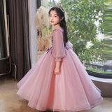 Kid Girl Long-sleeved Princess Flower Wedding Fairy Performance Dresses