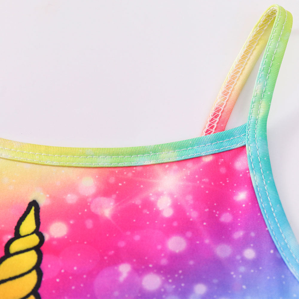 Kid Baby Girls Suspenders Spring Jumpsuit Rainbow Unicorn Fashion Pants