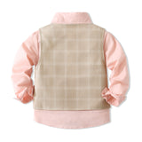 Kid Baby Boy British Autumn Plaid Suit 2 Pcs Sets