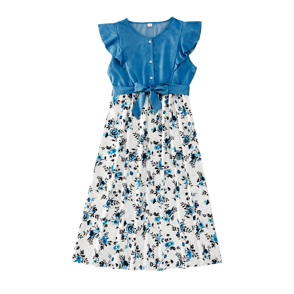 Family Matching Printed Mother-daughter Sleeveless Dress