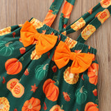 6M-5Y Kid Baby Girl Long Sleeve Round Neck Pumpkin Halloween 2 Pcs Sets
