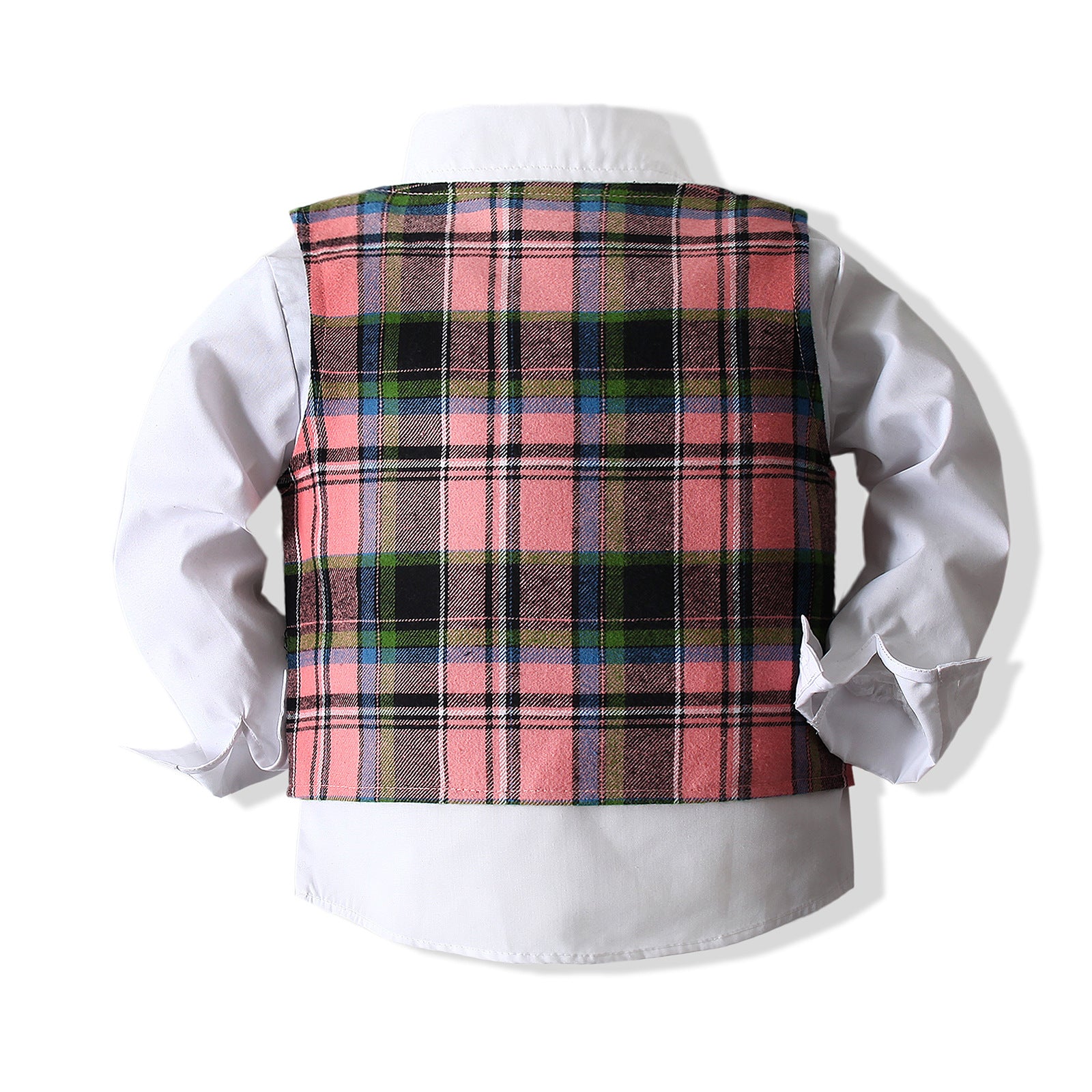 Kid Baby Boys Four Seasons Plaid Long Sleeve 2 Pcs Sets