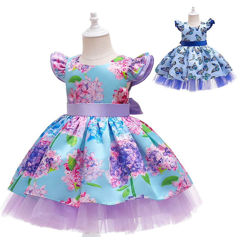Kid Baby Girl Flower Fairy Princess Colorful Pengpeng Dress