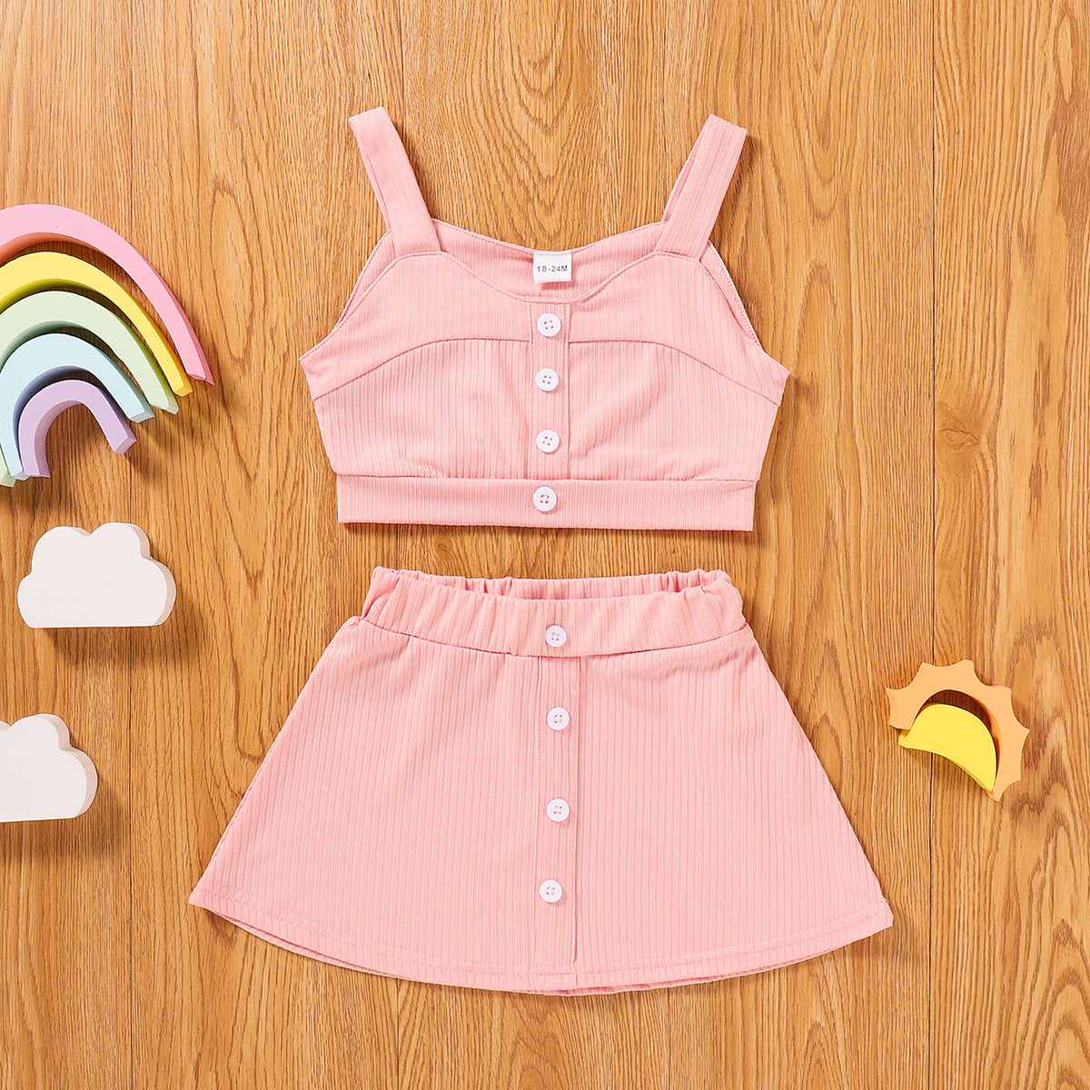 Kid Baby Girl Solid Fashion Summer Ins 2 Pcs Set