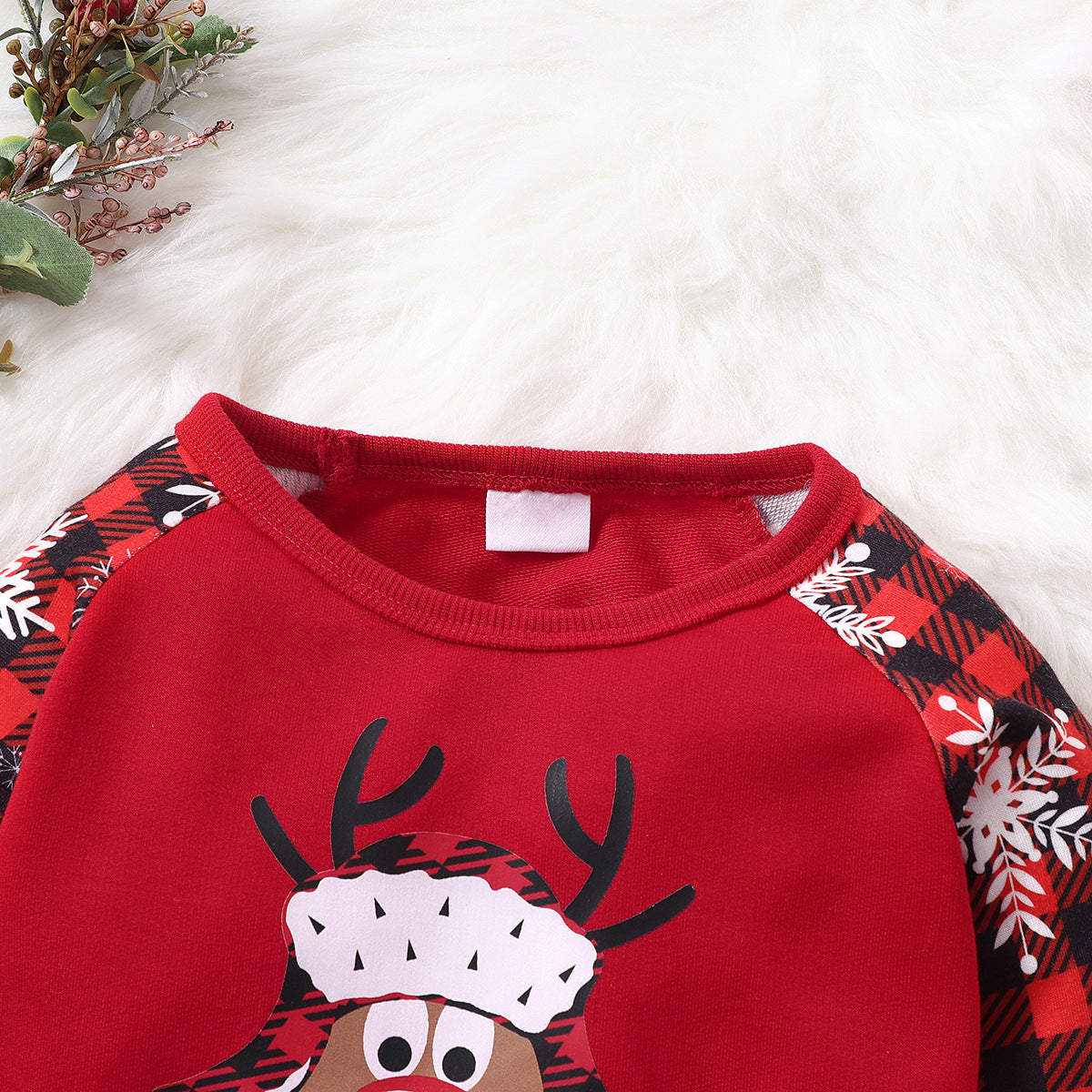 Kids Baby Christmas Dress Plaid Christmas  Set 3 Pcs Sets