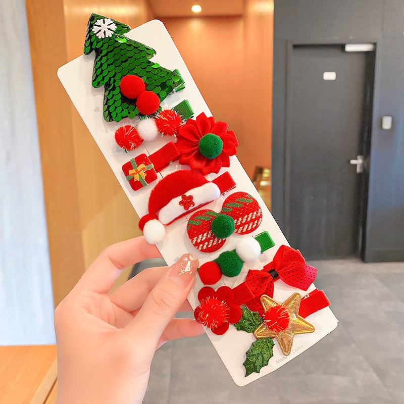 Kid Girl Hair Accessories Christmas Headress Santa Claus Elk Clip Headwear