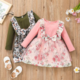 Baby Girl Autumn Lovely Printing Gauze Flower Dresses
