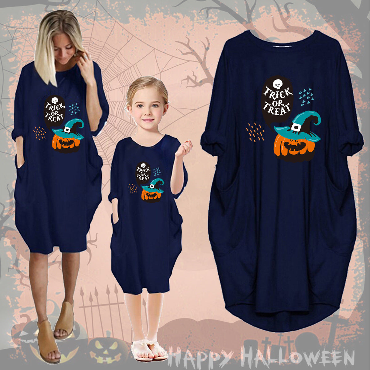Family Matching Parent-child Autumn Halloween Mother-daughter Dress