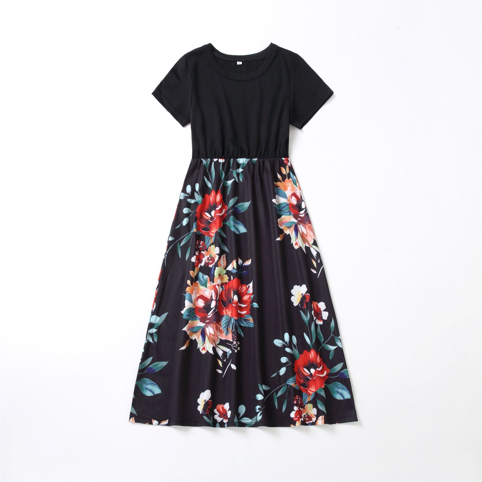 Family Matching Parent-child Printed Short Sleeve Stitching Dresses