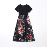Family Matching Parent-child Printed Short Sleeve Stitching Dresses