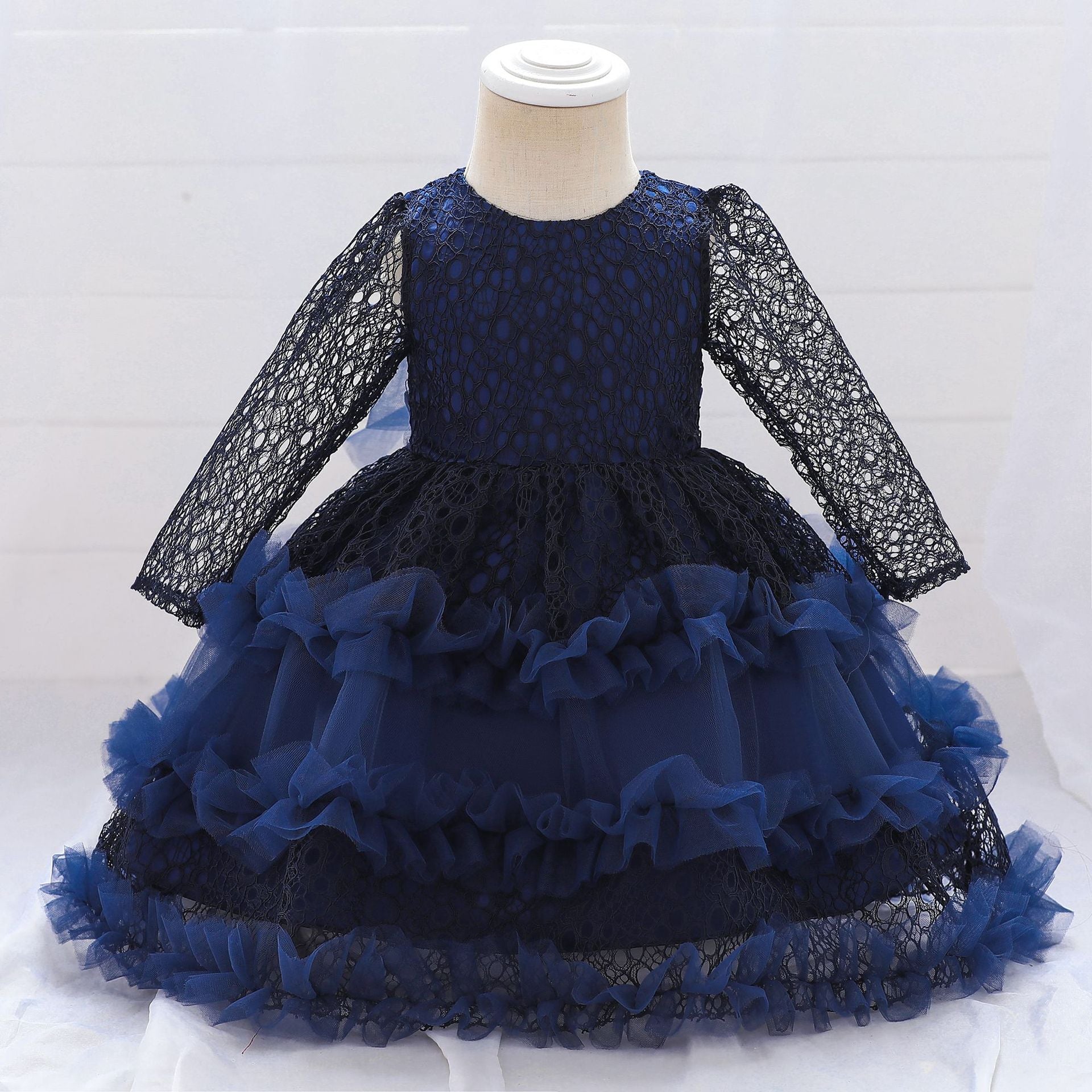Kid Baby Girl Princess Lace Sleeve Gauze Flower Dresses