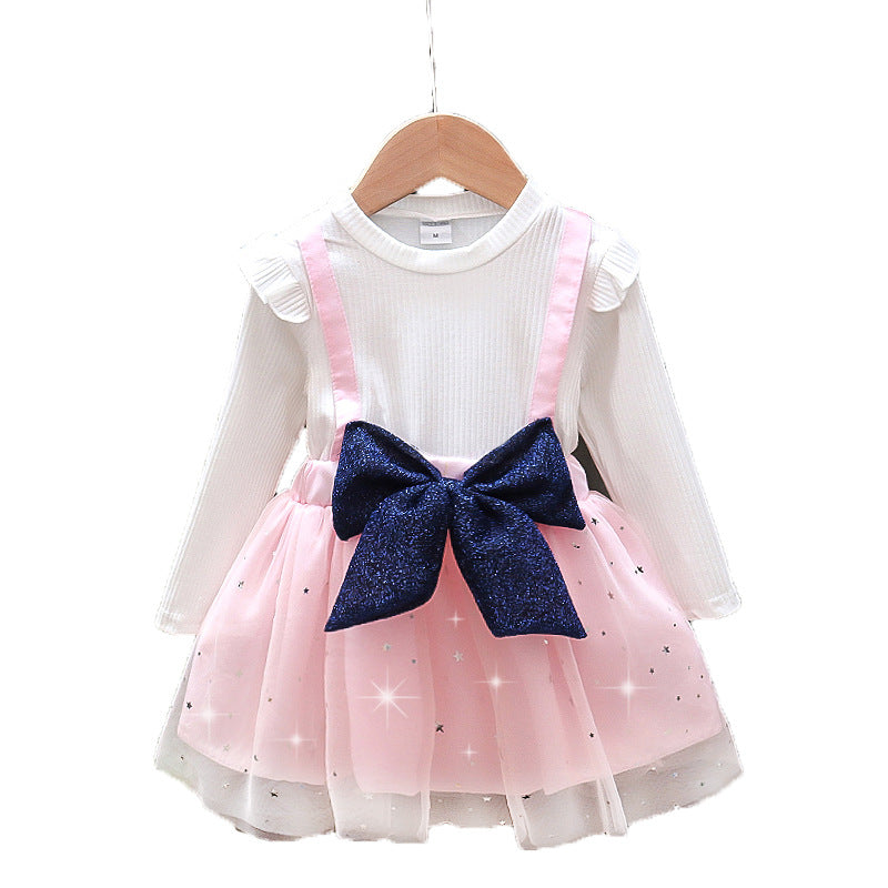 Kid Baby Girl Korean Gauze Braces Lace Dresses