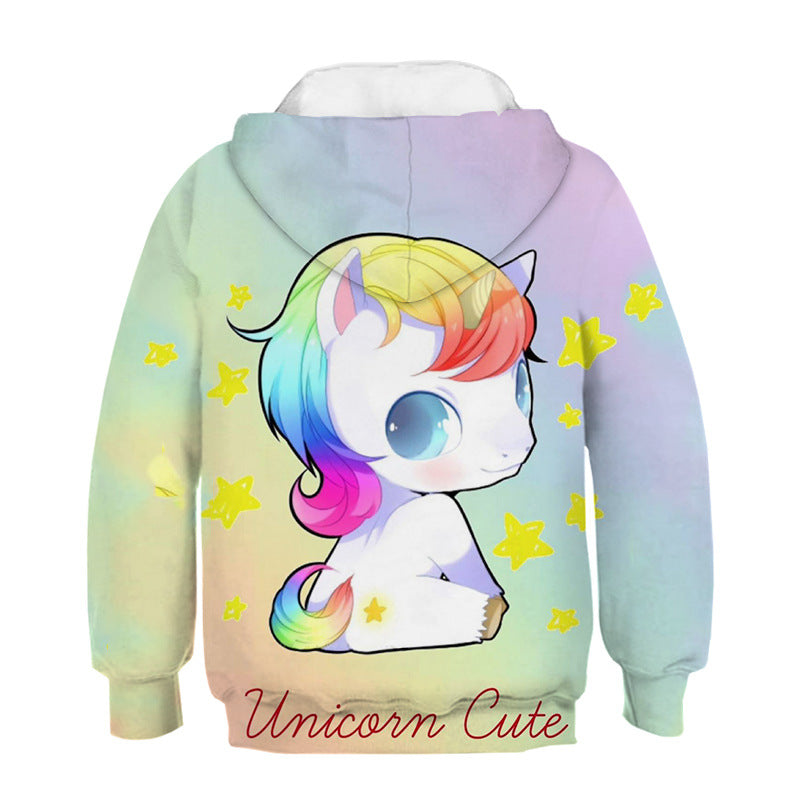 Kid Girls Boy Unicorn Hoodies Cartoon Sweatshirt Casual Pullover