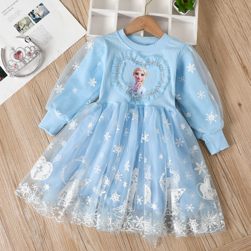 Kid Baby Girl New Long Sleeved Aisha Princess Frozzed Fall Dresses
