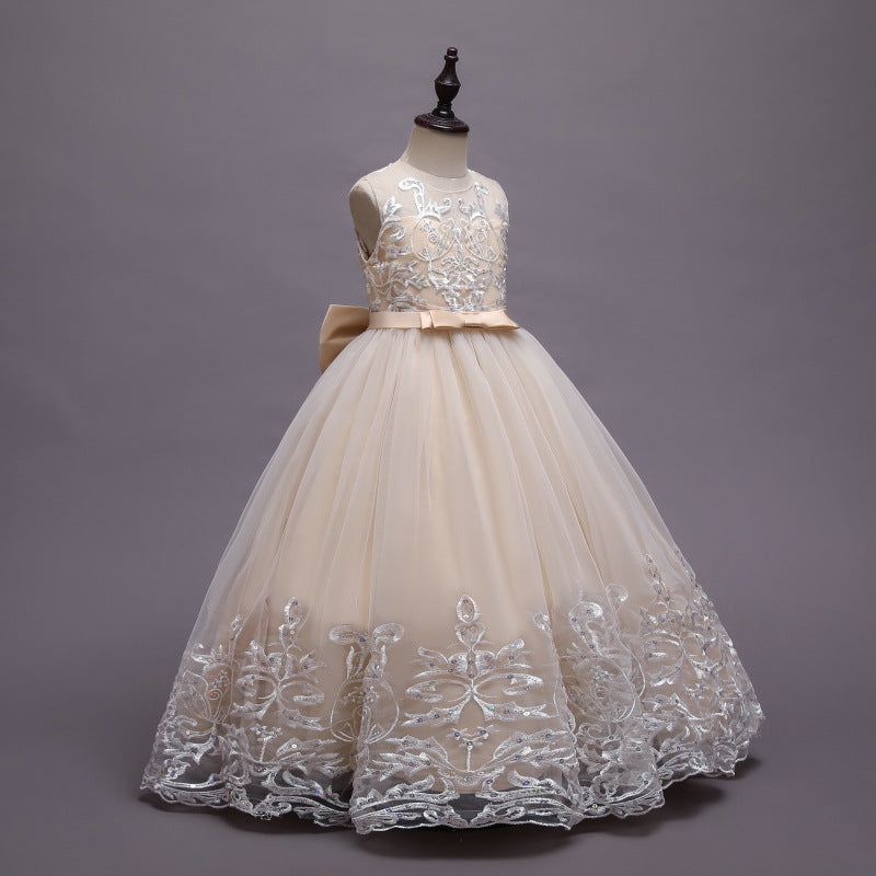 Kid Girl Princess Floral Lace Gown Sequins Gradual Change Dresses