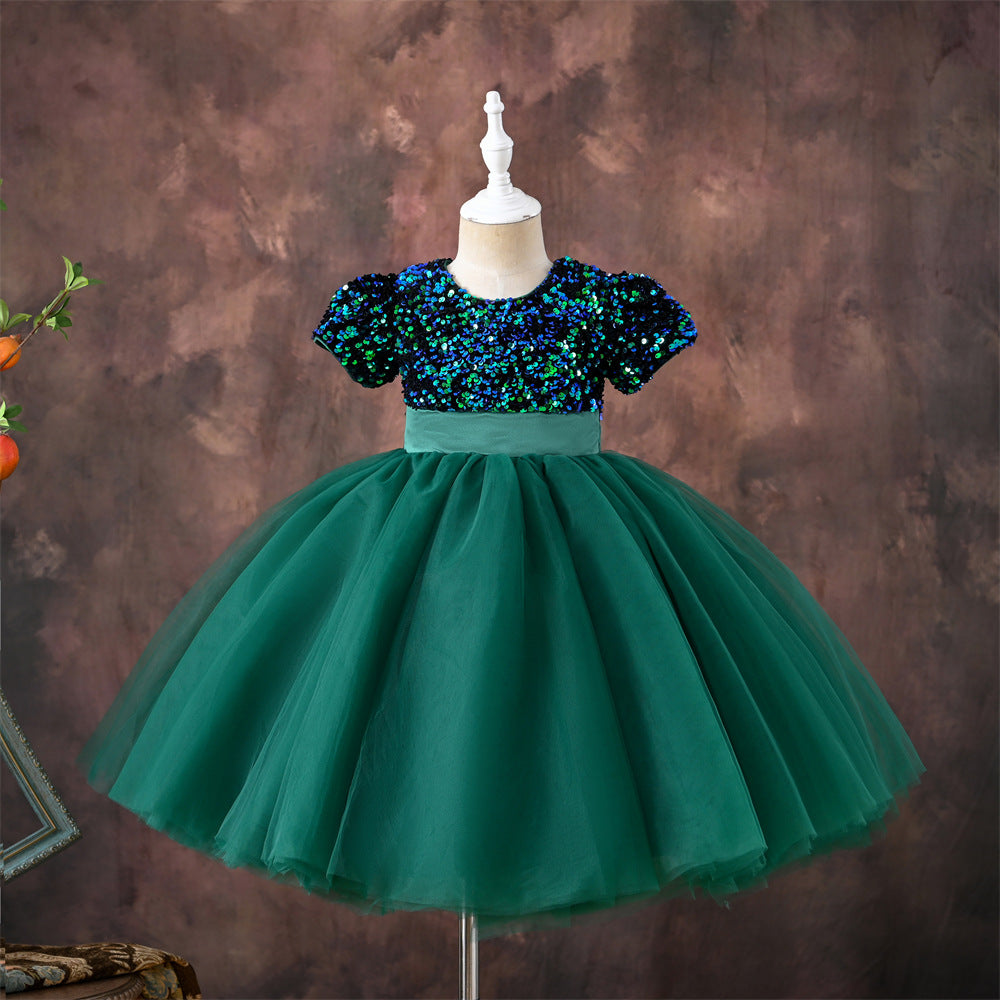 Kid Girl Princess Summer Korean Sequin Piano Dresses