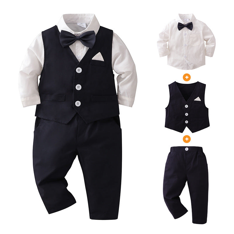 Kid Baby Boy Gentleman Autumn Long-sleeved 4 Pcs Set
