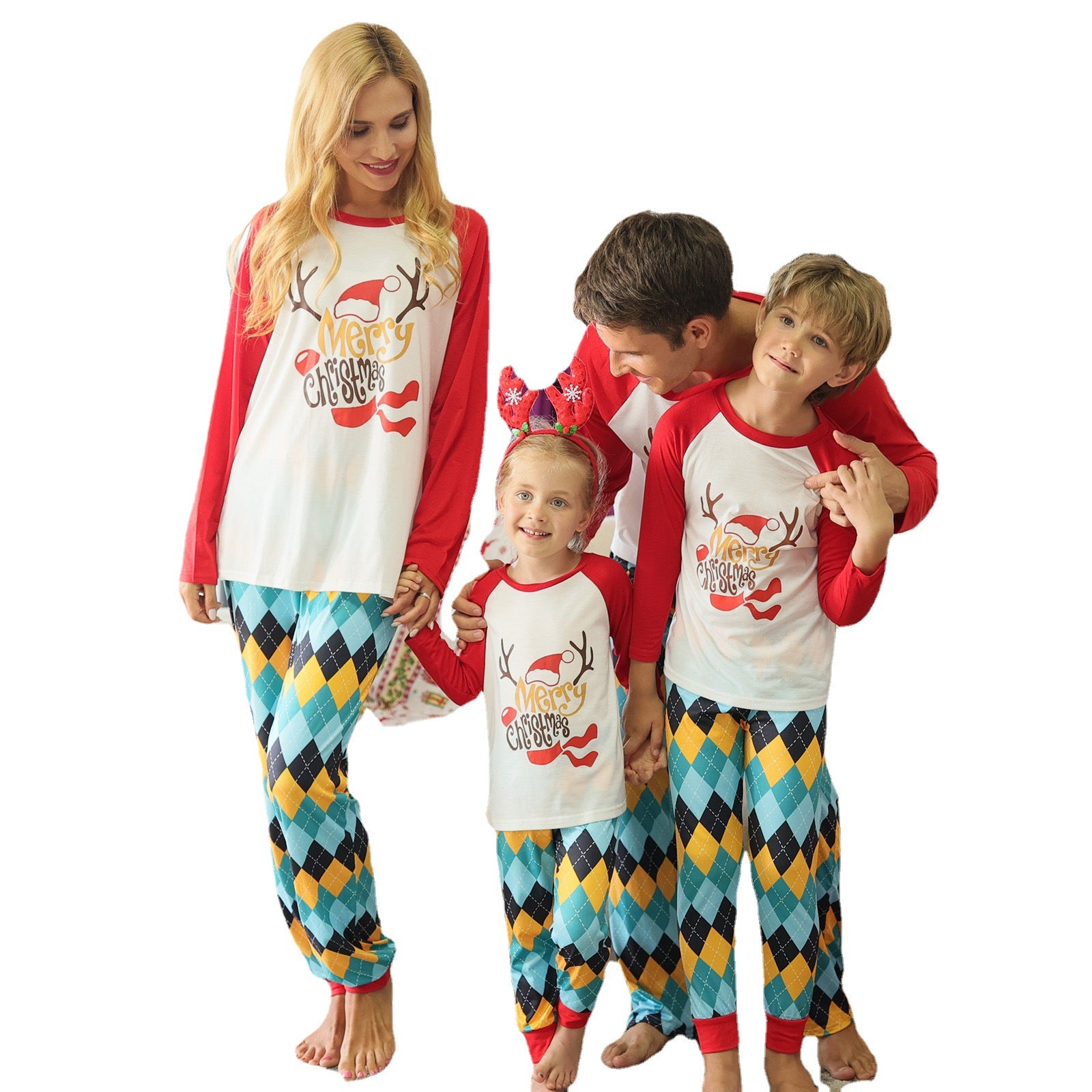 Family Matching Christmas Parent-child Pajamas Suits Set
